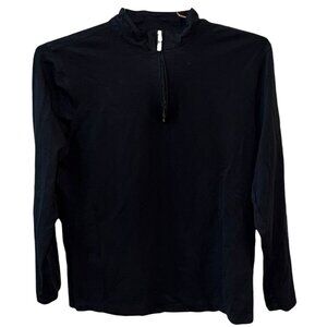 Mizzen+Main KIP Quarter Zip Black Mock Neck‎ Sweater Medium Lightweight Preppy